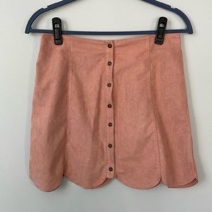 Pink Faux Suede Skirt